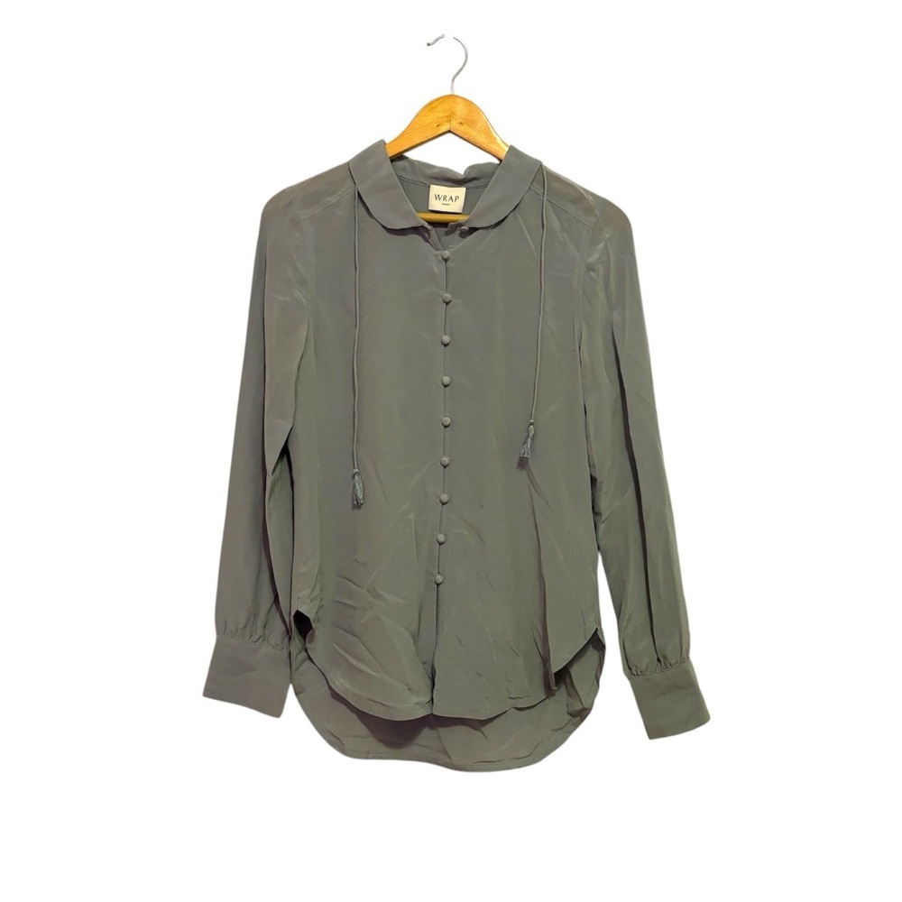 Wrap London 100% Silk Button Down Blouse Career Preppy Work Wear‎ Womens 6